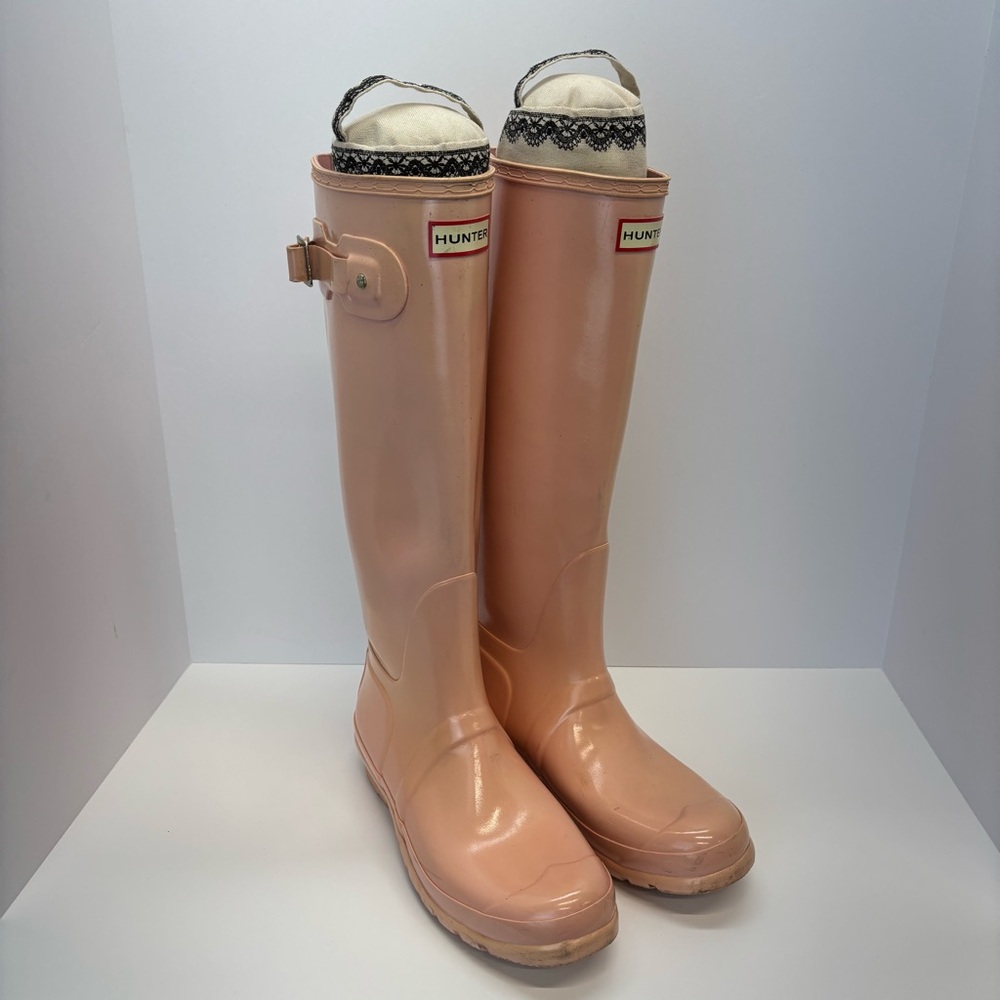 Hunter Tall Rain Boots Pink Sand Glossy Wome Size 9 US - Picture 2 of 10